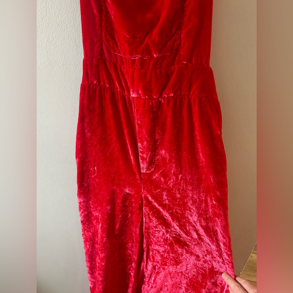 Free People Red Velvet Jumpsuit, size small - Picture 6 of 14